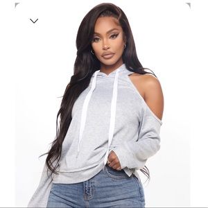 Fashion Nova Cold Shoulder Hoodie - L NWT